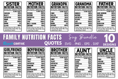 Family Nutrition Facts SVG Bundle