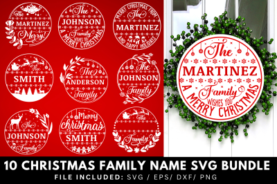 Christmas Family Name SVG Bundle