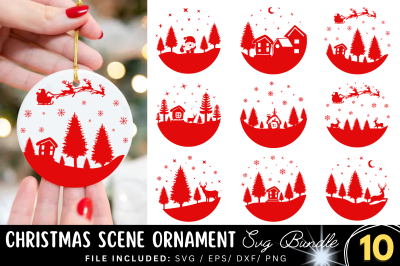 Christmas Round Scene Ornament SVG Bundle