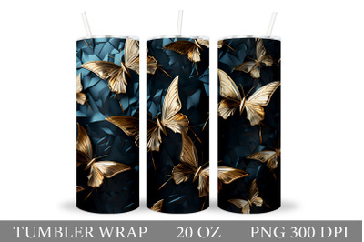 Gold Butterflies Tumbler Wrap. Butterflies Tumbler Design