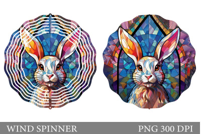 Cute Bunny Wind Spinner. Stained Glass Bunny Wind Spinner