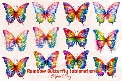 Rainbow Butterfly Sublimation Clipart