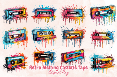 Retro Melting Cassetle Tape Clipart