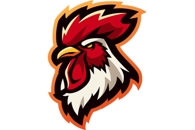 Rooster head esport mascot logo design