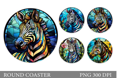 Stained Glass Zebra Coaster. Zebra Round Coaster Sublimation