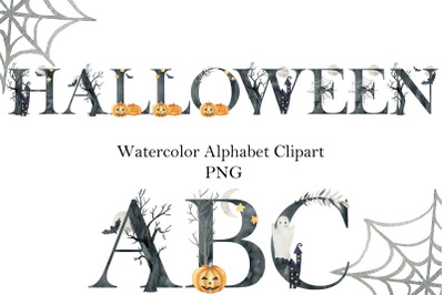 Watercolor halloween letters.