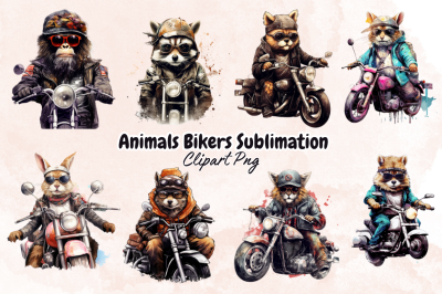 Animals Bikers Sublimation Clipart