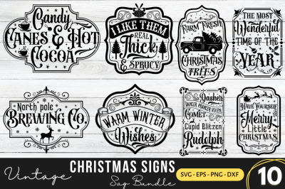 Farmhouse Christmas Signs SVG Bundle