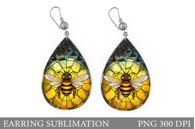 Stained Glass Bee Earring. Bee Teardrop Earring Design