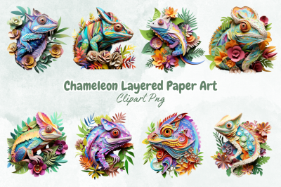 Chameleon Layered Paper Art Sublimation