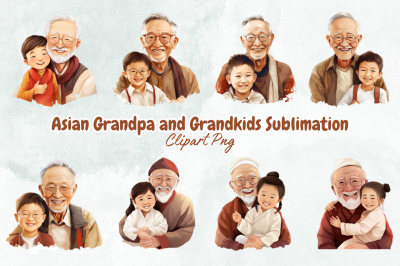 Asian Grandpa and Grandkids Sublimation