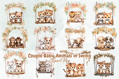 Couple Baby Animals in Swing Sublimation