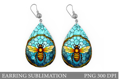 Bee Teardrop Earring. Stained Glass Bee Earring Design