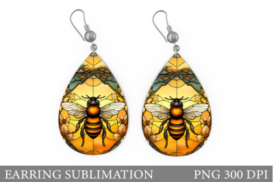 Stained Glass Bee Earring Design. Bee Earring Sublimation