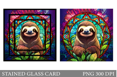 Stained Glass Sloth Card. Sloth Stained Glass Card Design