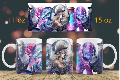 Halloween mug wrap design Witch mug Sublimation PNG