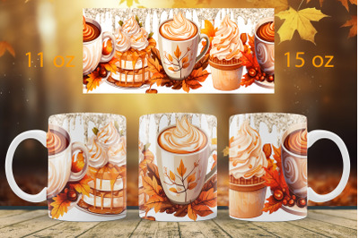 Fall mug wrap design Pumpkin spice mug Sublimation PNG