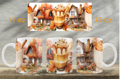 Fall mug wrap design Pumpkin spice mug Sublimation PNG