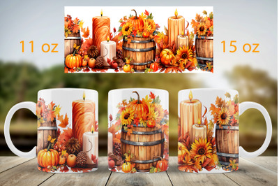 Fall mug wrap design Pumpkin landscape mug Sublimation PNG