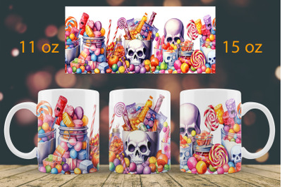 Halloween mug wrap design Candy mug Sublimation PNG