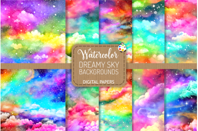 Rainbow Dreamy Sky Background Papers