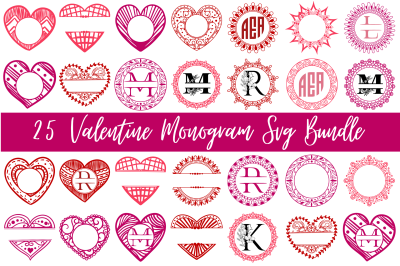 Valentine Monogram Frames SVG Bundle