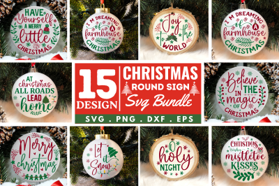 Christmas Round Sign SVG Bundle