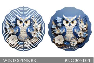 Owl and Flowers Spinner Sublimation. Owl Wind Spinner Design