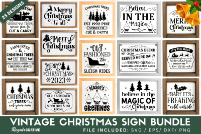 Vintage Christmas Sign SVG Bundle