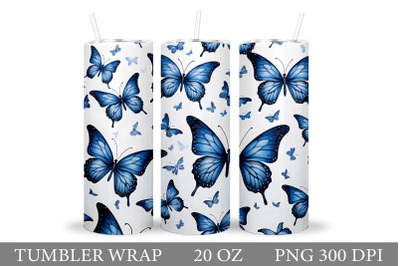 Blue Butterflies Tumbler Wrap. Butterfly Tumbler Sublimation