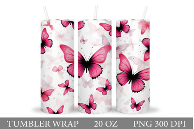 Pink Butterflies Tumbler Wrap. Butterfly Tumbler Wrap Design