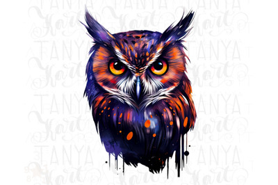 Purple Owl PNG Sublimation Instant Download
