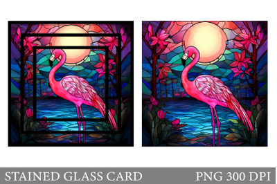 Stained Glass Flamingo Card. Stained Glass Card Sublimation