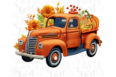 Fall Truck with Pumpkins PNG