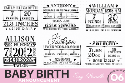 Baby Birth Announcement SVG Bundle