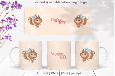 Cute Bee Sublimation Mug Wrap 11 &amp; 15 oz