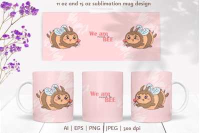 Cute Bee Sublimation Mug Wrap 11 &amp; 15 oz