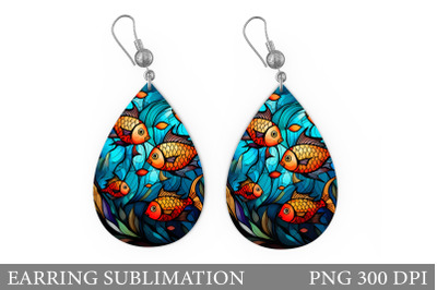 Stained Glass Fish Earring Design. Fish Earring Sublimation