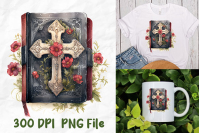 Jesus Christ Gothic Bible Cross Roses