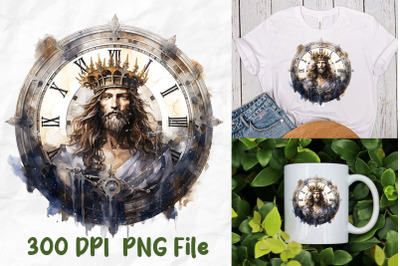 Jesus Christ Wear Crown Medieval Clock