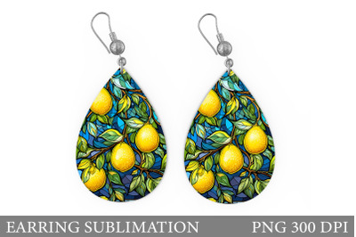 Lemons Earring Design. Stained Glass Lemons Earring