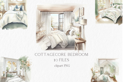 Cottagecore bedroom Watercolor Clipart PNG