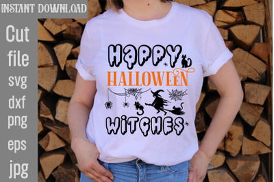 Happy Halloween Witches SVG cut file&2C;Halloween svg Png Bundle&2C; Retro H