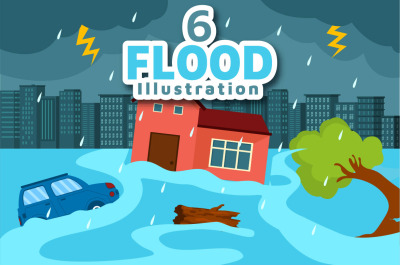 6 Floods Vector Illustration