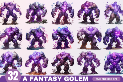 A Fantasy Golem with an Purple Aura Bundle