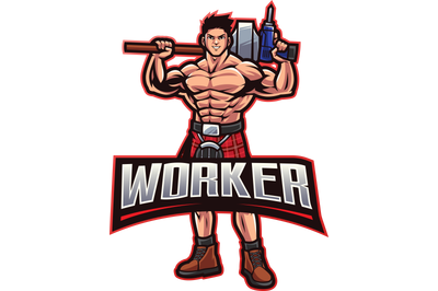 Worker esport mascot logo design