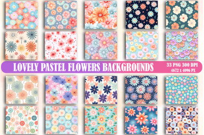 Lovely Pastel Flowers Backgrounds Bundle