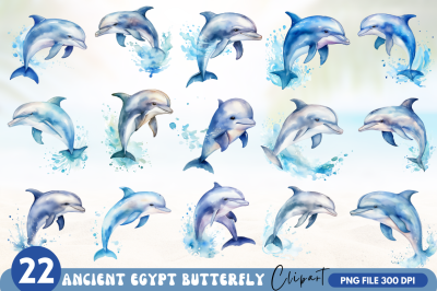 Baby Dolphin Watercolor Clipart  Bundle