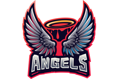 Angel wings esport mascot logo design