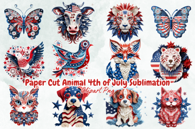 Paper Cut Animal 4th of July Sublimation